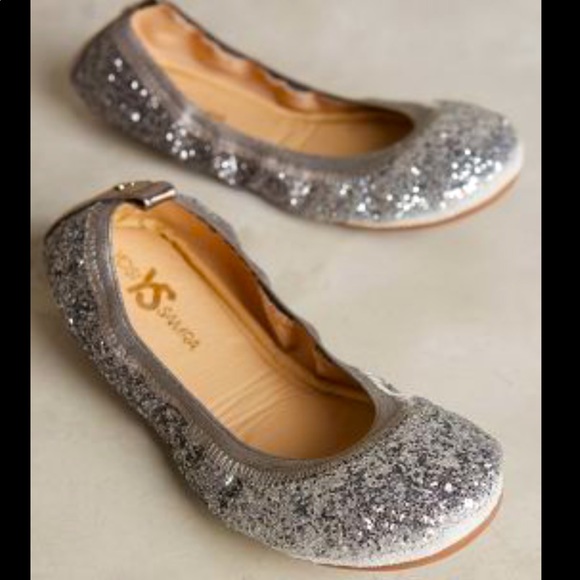 Yosi Samar serena flats silver glitter NEW Sz.8